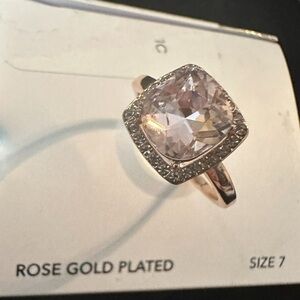 NWT Charter Club Pave & Crystal Stone Square Halo 18K Rose Gold Plate